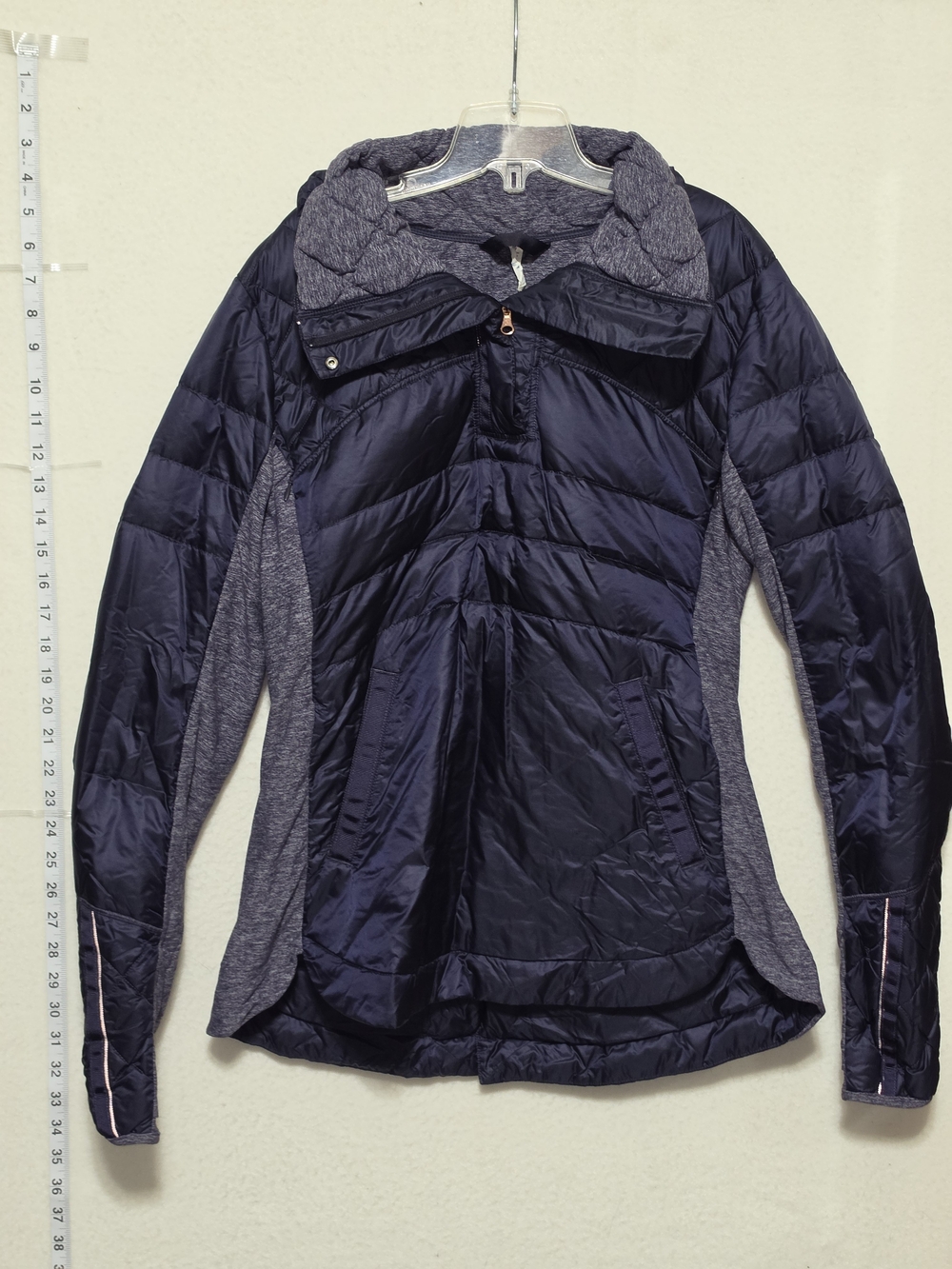 lululemon athletica Navy and Heather Gray Hybrid Puffer Hoodie